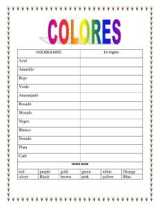MISCELLANEOUS LESSON-SPANISH COLORS- Vocabulary & Word Search @ Colorea