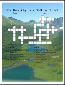 FREE LANGUAGE ARTS LESSON The Hobbit Crossword Chapters 1 3 The