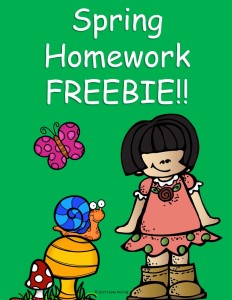 Spring Homework Freebie Cover Page