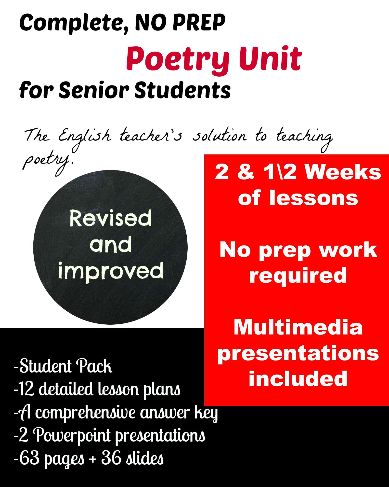 Language Arts Poetry Unit For Senior Students No Prep The Best Of 