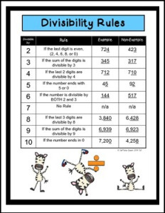 Divisibility Rules Poster Page