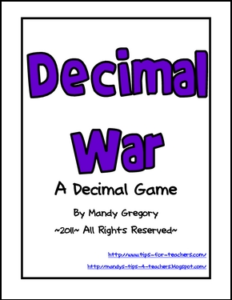 Decimal War Card Game