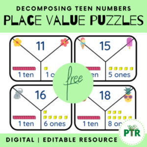 FREE MATH LESSON – “*FREE* Decomposing Teen Numbers Place Value Puzzles ...