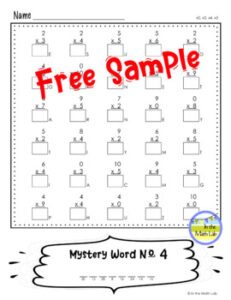 FREE MATH LESSON – “Multiplication Worksheet Mystery Word FREE SAMPLE ...