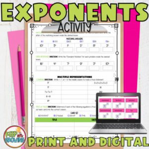 FREE MATH LESSON – “Introduction to Exponents Activity FREEBIE” – The ...